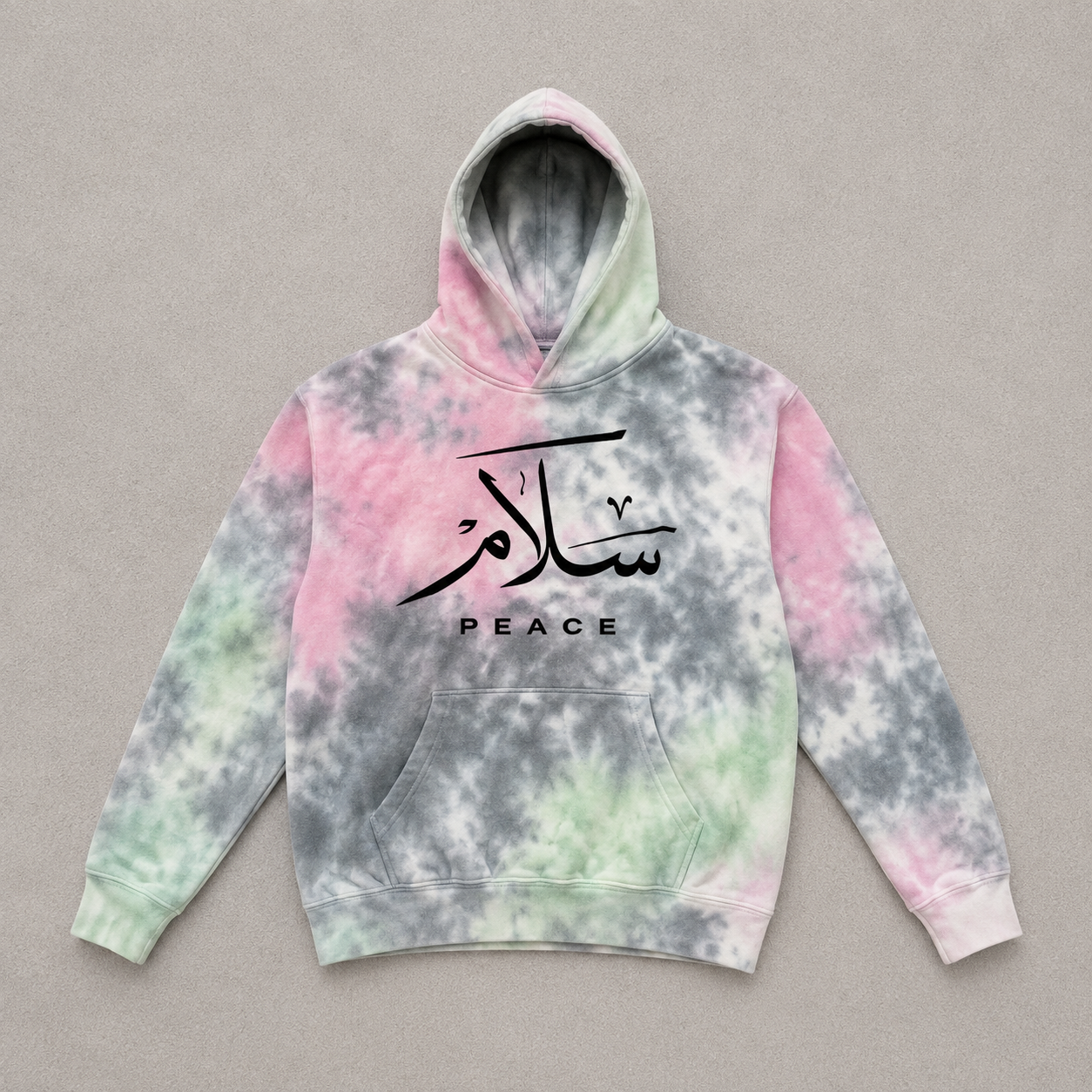 Gray Green Pink Tie Dye Youth Hoodie