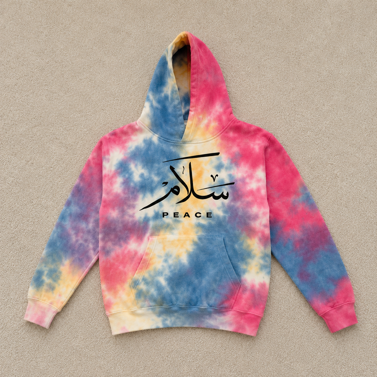 Blue Yellow and Pink Tie Dye Youth Hoodie