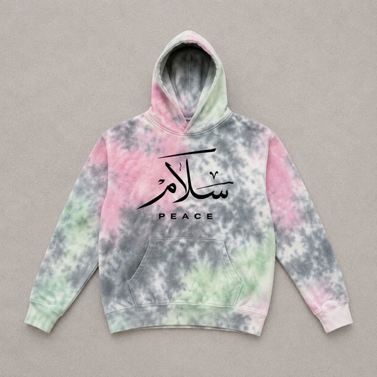 Gray Green Pink Tie Dye Youth Hoodie