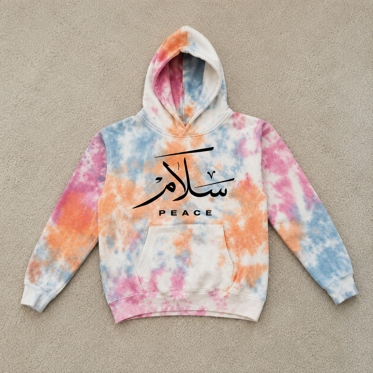 Blue Orange and Pink Tie Dye Youth Hoodie
