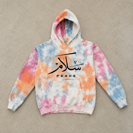 Blue Orange and Pink Tie Dye Youth Hoodie